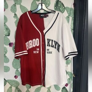 Retro Fox Brooklyn New York 1898 Red White Button Front Jersey Size Large